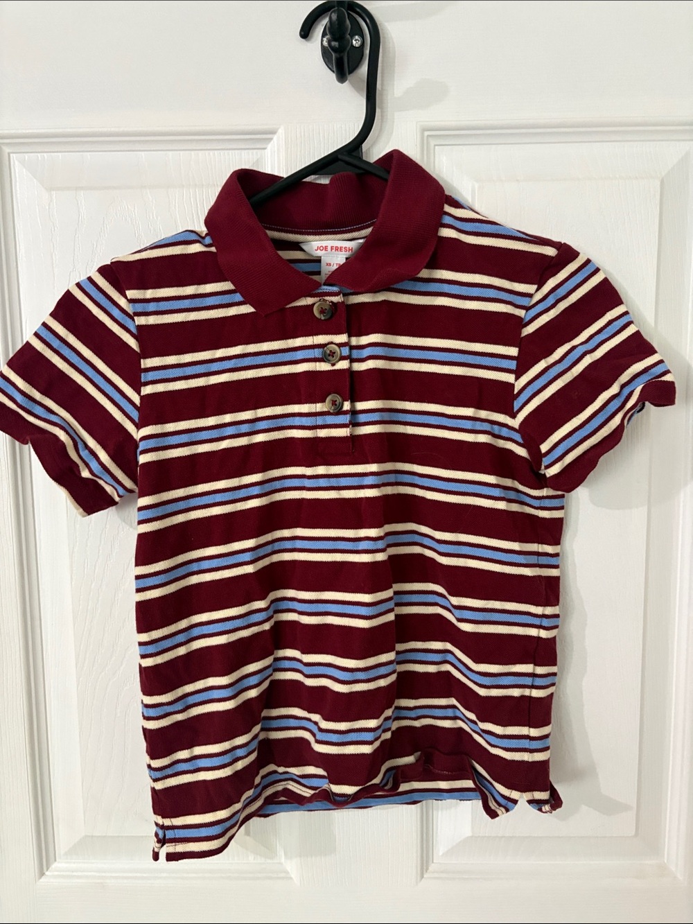 Joe Fresh Women’s Burgundy Striped Polo Shirt